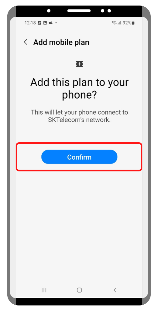 Android eSIM setup step 5